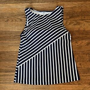 Women’s Lands’ End High Neck Deep Sea Navy Stripe Tankini Top